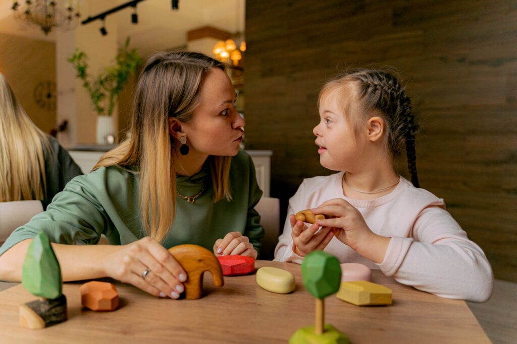 Caregiver encouraging meaningful engagement and companionship activities with a child in Virginia, VA