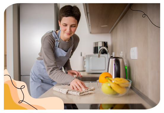 Caregiver performing homemaking services and household assistance for a senior in Virginia, VA